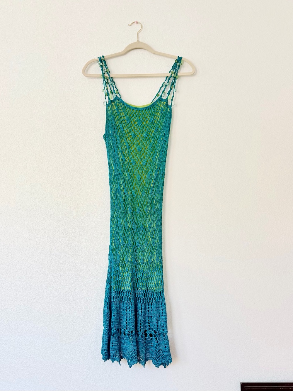Vintage Crochet Double D Ranch Crochet Midi Dress